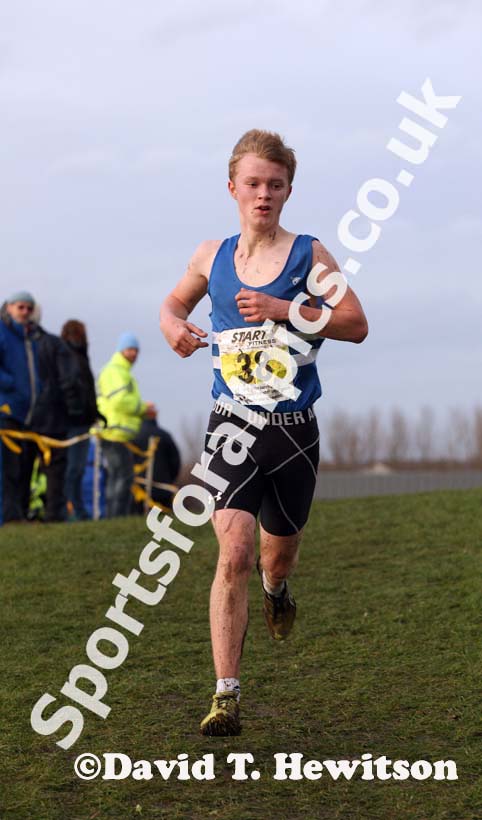 Nathan Cox (Morpeth) winner of the under-17 mens North Eastern Cross Country, Champs., Temple Park, South Shields. Photo: David T. Hewitson/Sports for All Pics